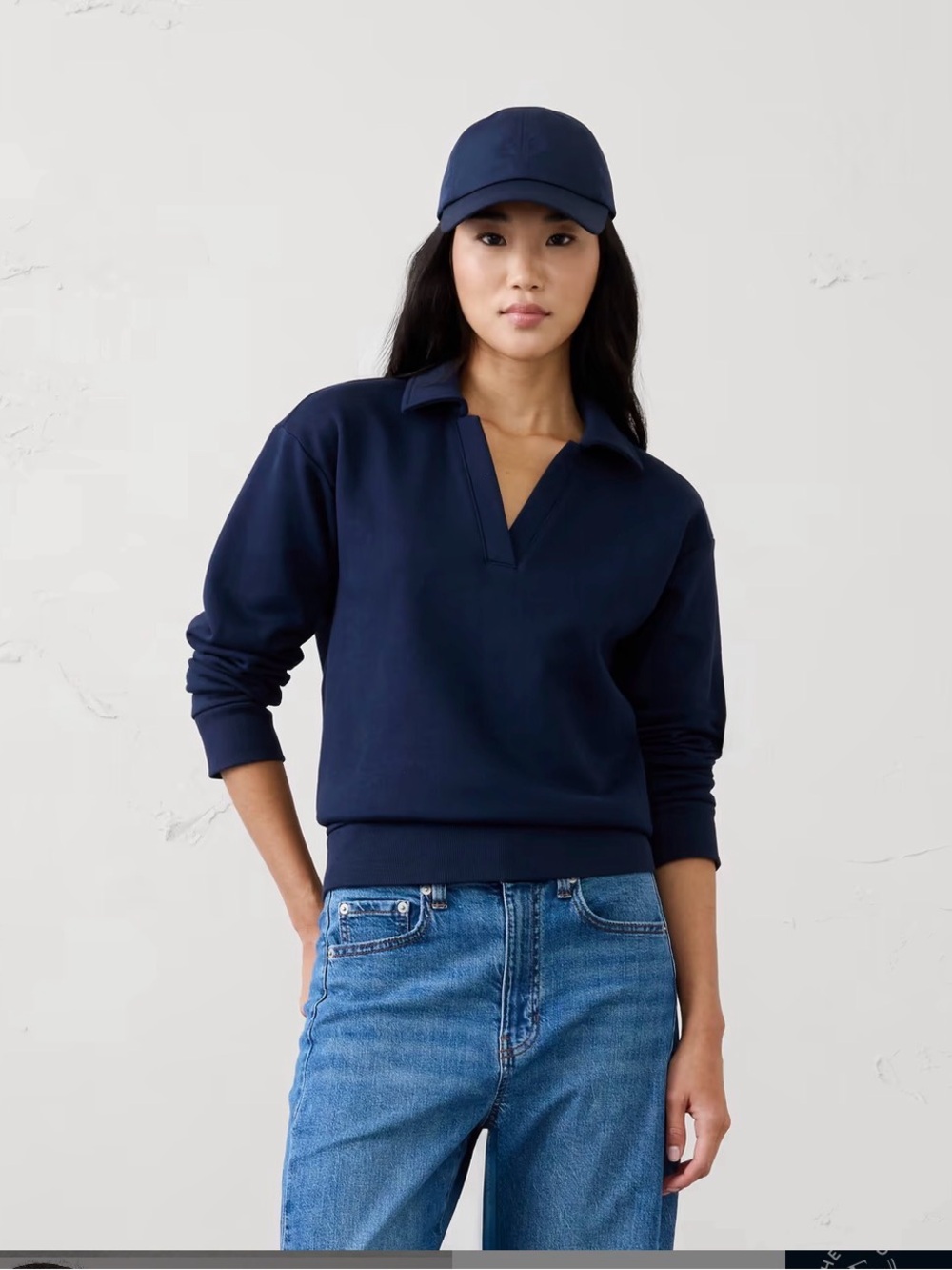 Banana Republic Dark Green Boxy Mock Neck Pullover